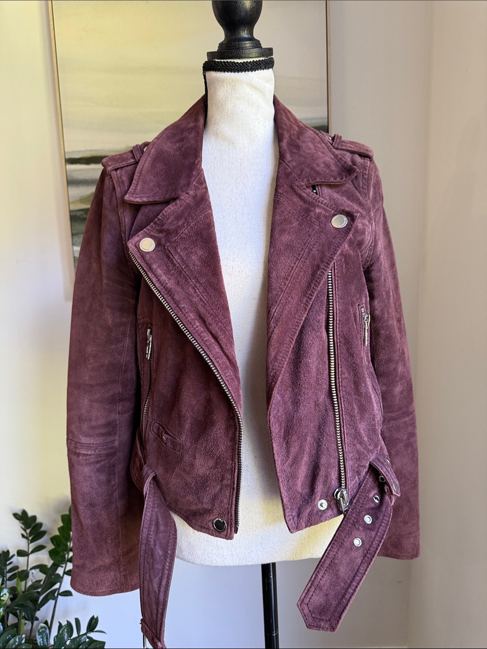Blank NYC Plum Suede Moto Jacket